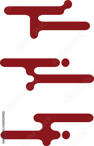Traditional Japanese Cloud Motifs in Modern Red Minimalist Vector Style