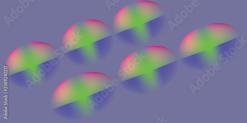 Several colorful abstract shapes are featured on a white background. The shapes are smooth and slightly noisy, and are shaded with gradients of pink, blue and green.