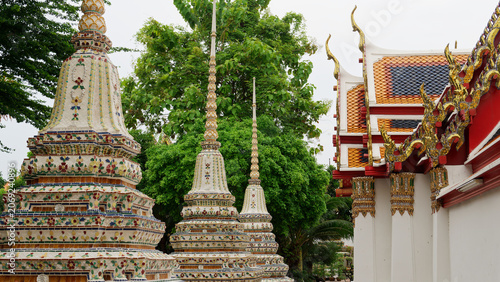 Wat pho chedis and temple architecture, bangkok, thailand