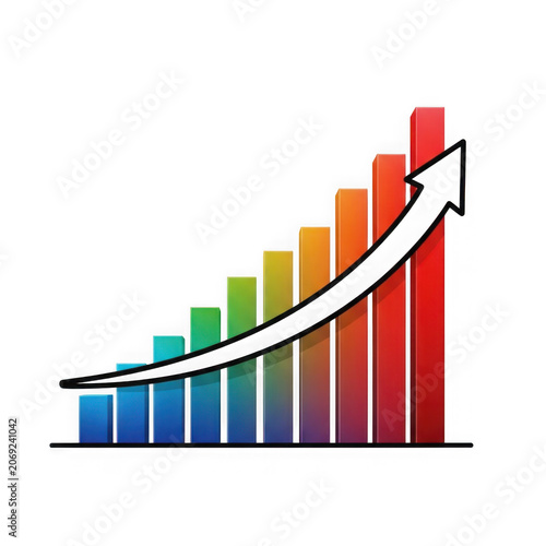 Growing bar graph icon isolated on transparent background
