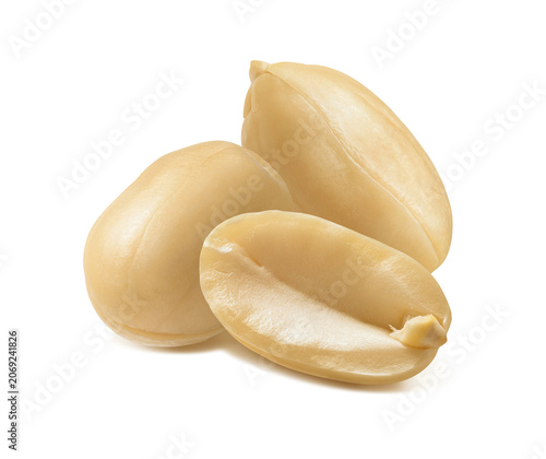 Peanut peeled isolated on white background. Real photography