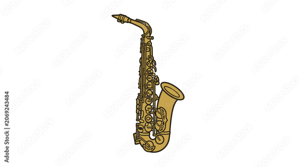 Naklejka premium Gold Saxophone Vector Illustration