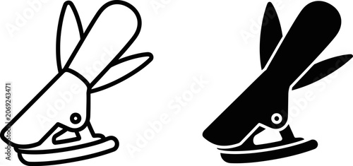 Photos Single hole puncher icon in outline and solid fill on white background for offic
