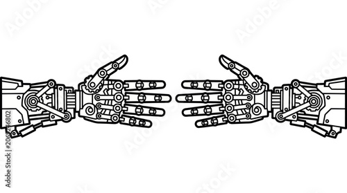 Robotic Hands Reaching Vector Illustration