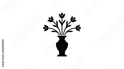 Tulips in Vase Silhouette Vector