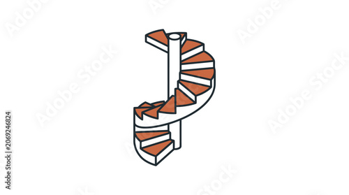 Isometric Spiral Staircase Vector Illustration