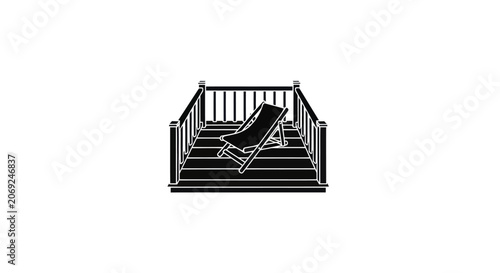 Deck with Lounge Chair Vector Illustration