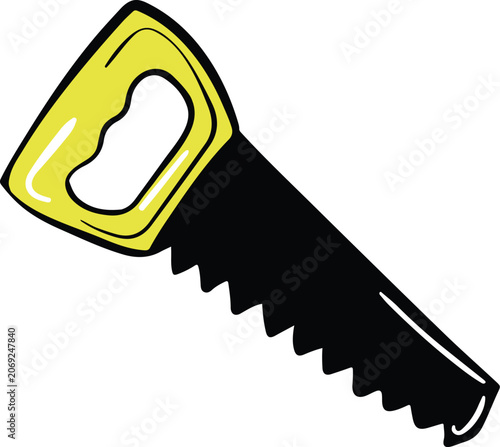 Obraz na plátne Yellow handled handsaw with teeth.