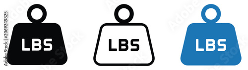 Fotografie Weight Icon and LBS Label Symbolizing Pound Measurement, Weightlifting Activity,