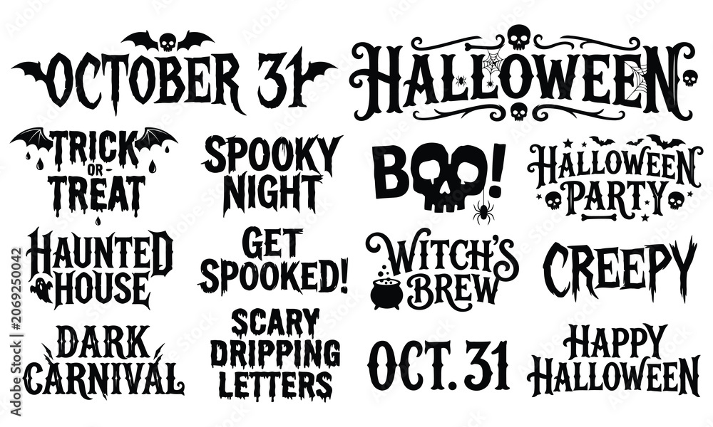 Obraz premium Halloween Typography Bundle with Spooky Quotes Lettering Phrases and Seasonal Text Designs