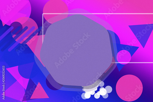 A surreal purple heart floats amid neon geometric patterns and soft bubbles, creating a dreamy romantic mood ideal for creative branding, posters, and web headers.