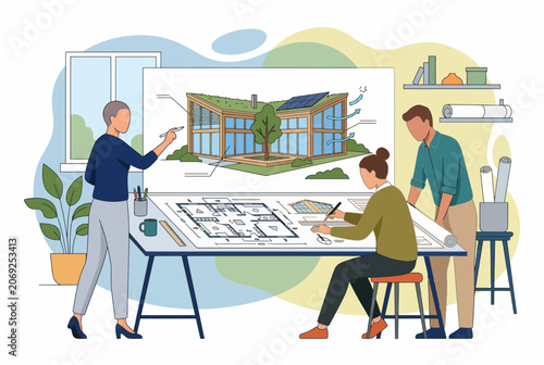 Architects Planning Sustainable Eco Friendly Building Project