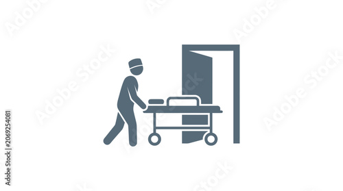 Medical Professional Pushing Hospital Gurney Icon