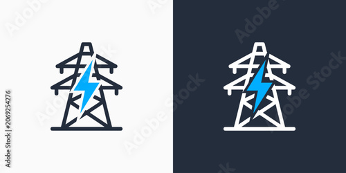 Power plant vector logo design with a modern, simple, clean, and abstract style. Icon for business, electricity, and personal branding.