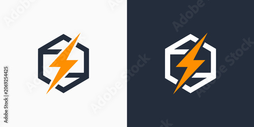 Electricity vector logo design with a modern, simple, clean, and abstract style. Icons for business, electrical, and personal branding.