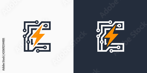 Electricity vector logo design with a modern, simple, clean, and abstract style. Icons for business, electrical, and personal branding.