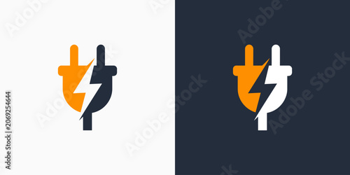 Electrical plug vector logo design with a modern, simple, clean, and abstract style. Icon for business, electrical, and personal branding.