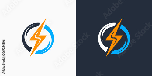 Electricity vector logo design with a modern, simple, clean, and abstract style. Icons for business, electrical, and personal branding.