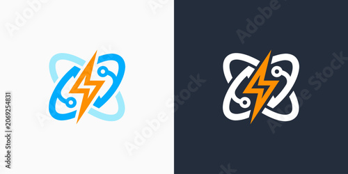 Electricity vector logo design with a modern, simple, clean, and abstract style. Icons for business, electrical, and personal branding.