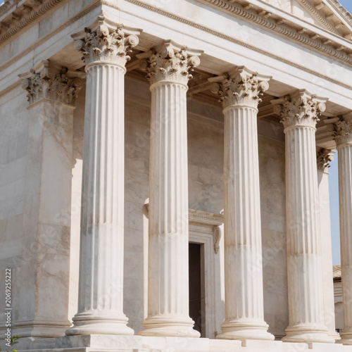 Cartoon Marble Column. Marble Antique Columns And Pillars Of Classical Greek/Roman Architecture Showcase The Intricate Details Of White Stone, Vertical Flutings, And Ornate Capitals