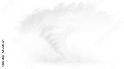 Schilderij op canvas Three dimensional whirlwind png with rotating tornado vortex, storm cyclone motion, atmospheric thunderclouds, transparent background and extreme weather catastrophe illustration