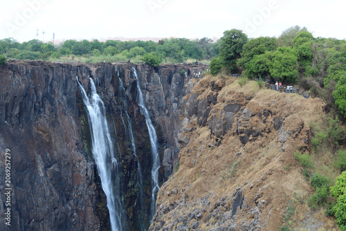 Obraz na plátně Visitors Viewing Victoria Falls During Dry Season Zambia