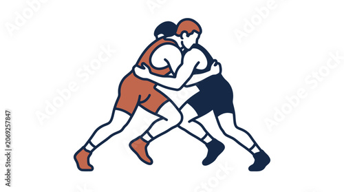 Fotografía Wrestling Clinch Minimalist Vector Illustration
