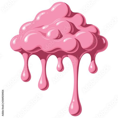 Pink Glossy Dripping Cream Background in Pastel 3D Style for Sweet Dessert and Candy Branding