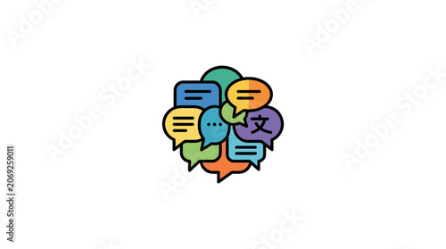 Multilingual Communication Concept: Speech Bubbles with Different Languages