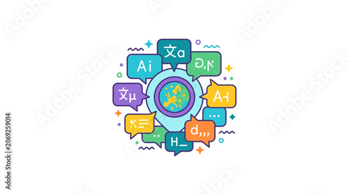 Multilingual Communication Concept: Speech Bubbles with Diverse Languages
