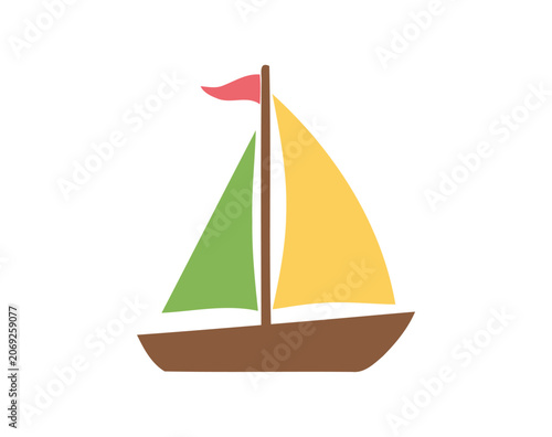 Fishing boat drawing set isolated on white. Colorful icon collection. Small ships in cute flat design. Kid toy style. Vector