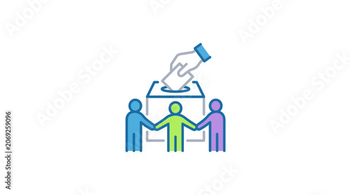 People Voting in Election, Democracy Concept, Hand Dropping Ballot into Box
