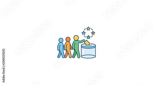 Voting process, people casting ballots in election, civic duty, democracy concept.