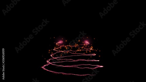 Holiday Christmas tree and firework from glowing particles, Luma Matte
