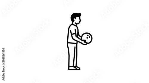 Tableau sur toile Man Holding Bowling Ball Vector Illustration