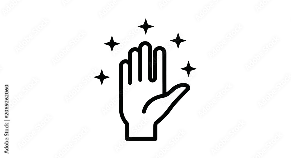 Fototapeta premium Clean Hand Gesture Icon with Sparkles