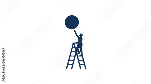 Person Reaching for Goal Minimalist Vector