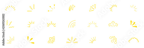 Fotografie doodle line sparkle vector set, comic style decorative lines, burst effects, and dynamic radial patterns