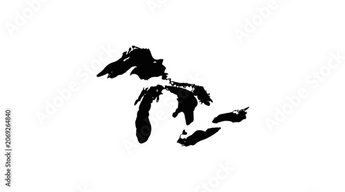 Great Lakes Map Silhouette Vector