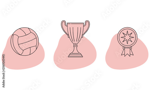 Three Sport Achievement Icons Set Design.