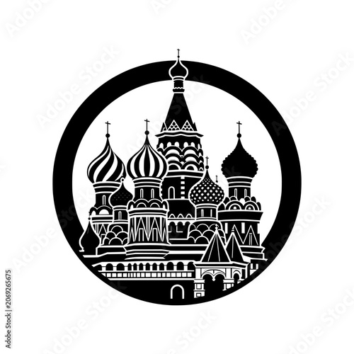 Фотография Masterpiece Red Square icon featuring the iconic Saint Basil's Cathedral skyline with elegant onion domes arranged in a harmonious circular composition