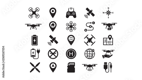 Professional Drone and Remote Control Icon Collection