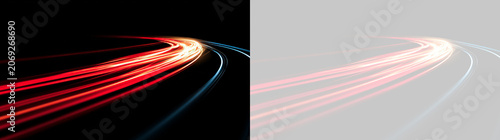 Canvastavla Neon lane effect png with luminous road curves, cyber speed flow and futuristic abstract illustration