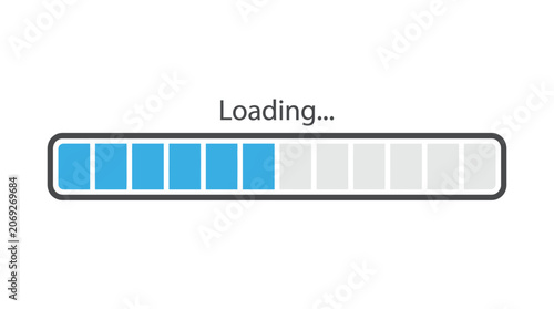 A horizontal blue and grey progress bar shows the current status of a digital loading process