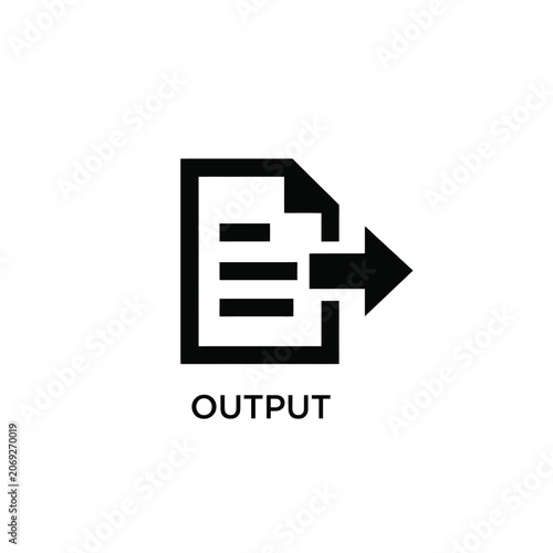 Document with arrow icon flat black silhouette on a white background for digital interface design icon file export send