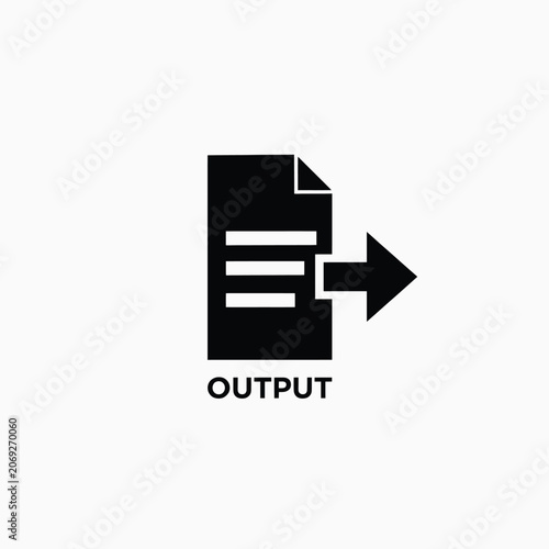 Document with outgoing arrow icon a flat black silhouette on a white background for data transfer icon file export