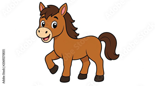 Brown cartoon horse with mane.