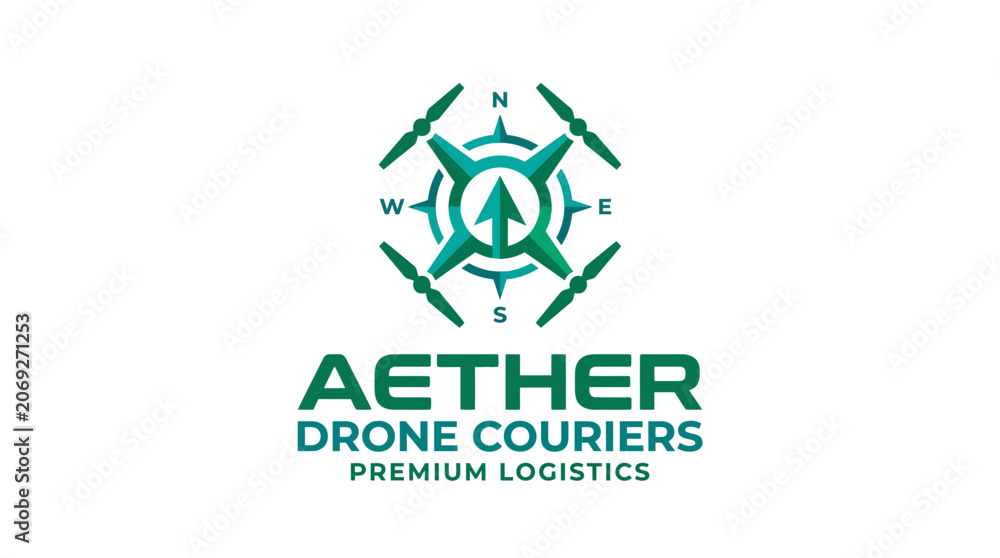 Fototapeta premium Aether Drone Couriers Premium Logistics Logo.