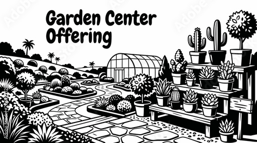 Canvas Print garden center featuring decorative plants, seeds, outdoor supplies and landscaping products for home and commercial gardening