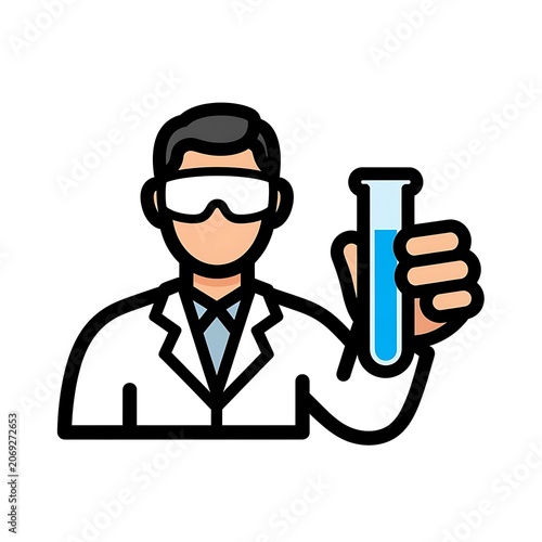 Business professional holding a blue megaphone illustration.